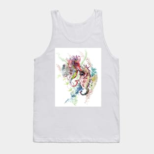 Seahorse, soft Coral Pink Gray artwork Tank Top